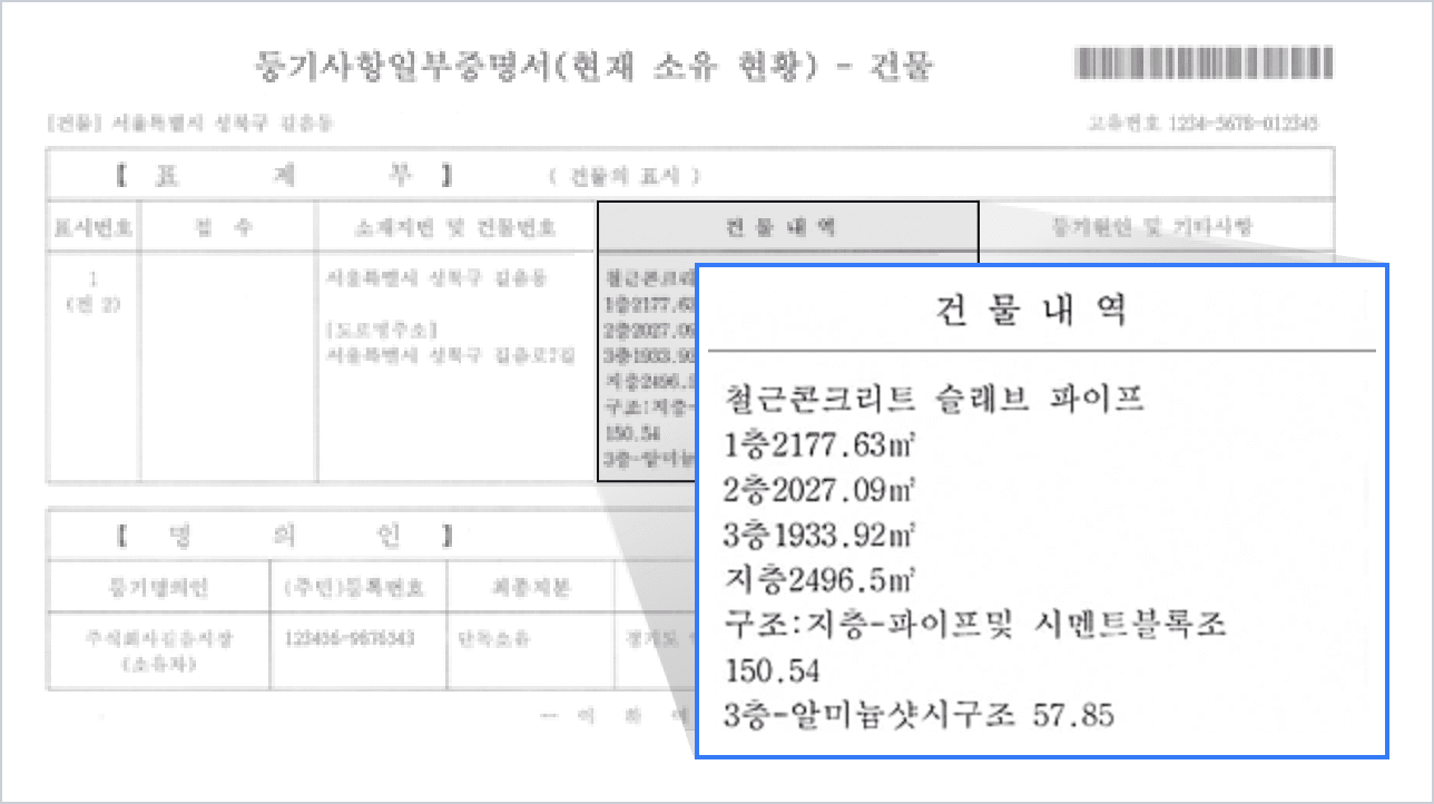 건물급수 확인(등기부등본)